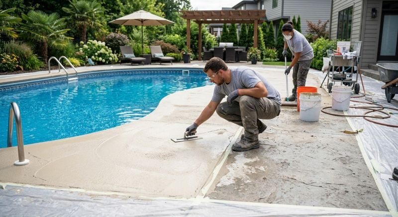 Concrete Pool Deck Resurfacing in Des Moines, IA